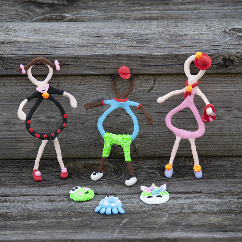 figurer af bonzaitråd og ler, kreative idéer til barn