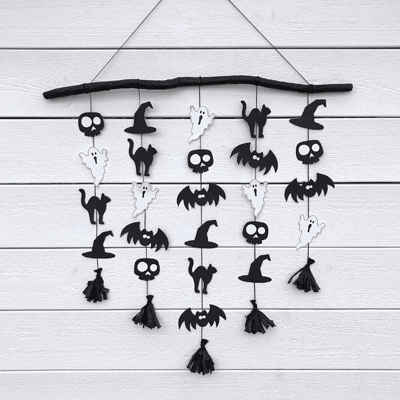 Halloween crafts ghost and bat hanging
