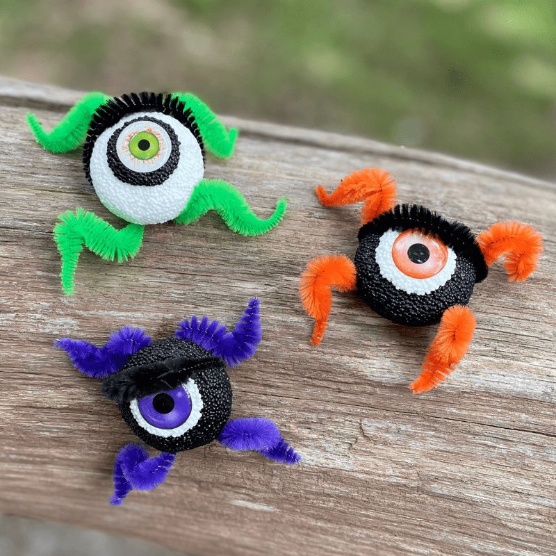 eyes made from Styrofoam and foam clay