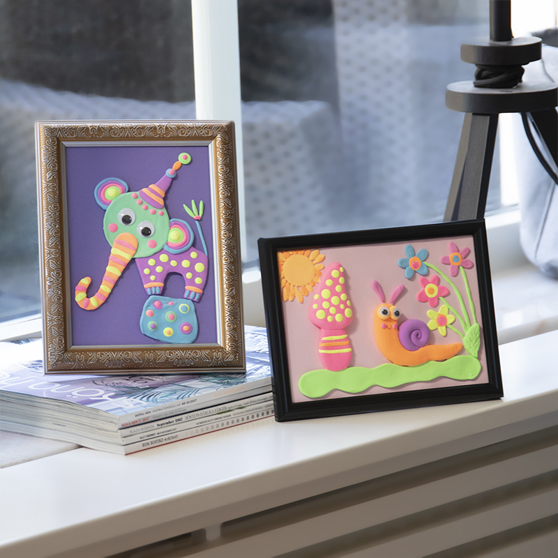 Craft ideas for children. Make a beautiful picture using modelling clay